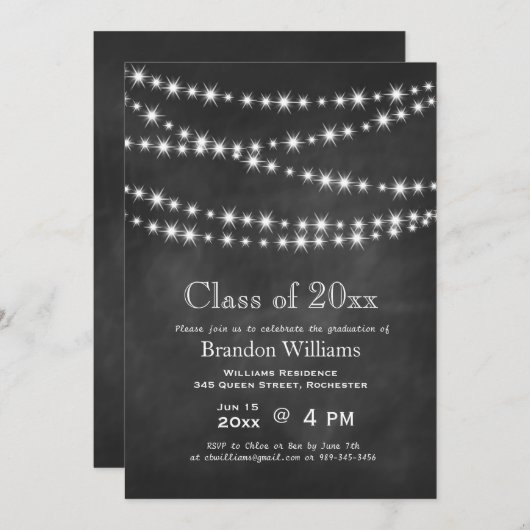 黒板のパーティーは卒業の招待状をつけます 招待状 (正面/裏面)