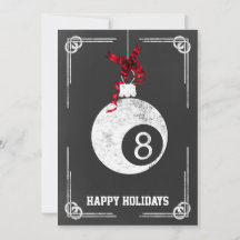 黒板のビリヤードプレーヤーのクリスマスカード