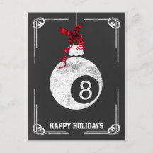 黒板のビリヤードプレーヤーのクリスマスカード