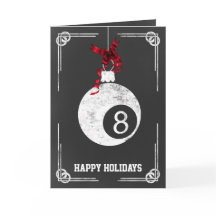黒板のビリヤードプレーヤークリスマスカード
