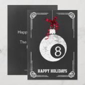 黒板のビリヤードプレーヤークリスマスカード シーズンカード (正面/裏面)