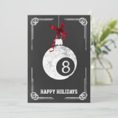 黒板のビリヤードプレーヤークリスマスカード シーズンカード (スタンド正面)