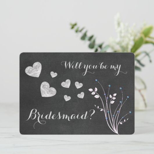 黒板のビーズフローラは私の花嫁になる 招待状 (スタンド正面)