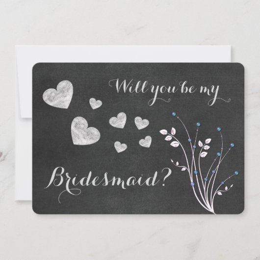 黒板のビーズフローラは私の花嫁になる 招待状 (正面)