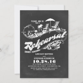 黒板のビーチのリハーサルの夕食の招待状 招待状