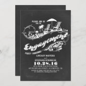 黒板のビーチの婚約パーティの招待状 招待状 (正面/裏面)