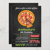 黒板のピザパーティーの招待状 招待状 (正面/裏面)