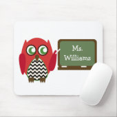 黒板のフクロウの黒のシェブロンの赤い先生 マウスパッド (マウス)