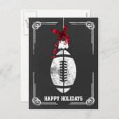 黒板のフットボール選手のクリスマスカード シーズンポストカード (正面/裏面)
