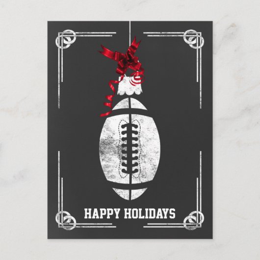 黒板のフットボール選手のクリスマスカード シーズンポストカード (正面)