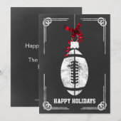 黒板のフットボール選手 クリスマスカード (正面/裏面)