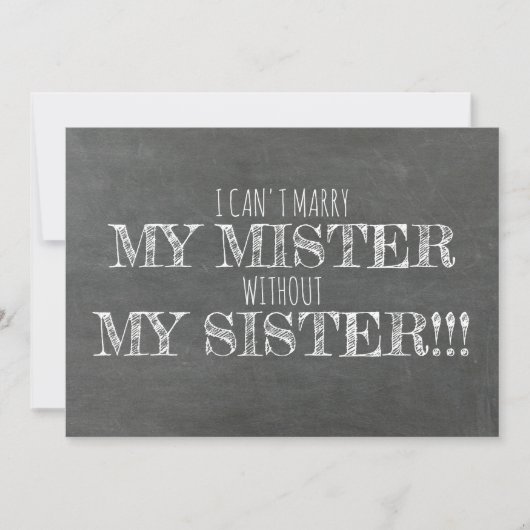 黒板のブライズメイド/花嫁の介添え人 プロポーズ 招待状 (正面)