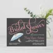黒板のブライダルシャワーの傘の招待状 招待状 (スタンド正面)