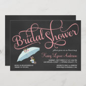 黒板のブライダルシャワーの傘の招待状 招待状 (正面/裏面)
