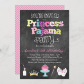 黒板のプリンセスのパジャマのパーティの招待状 招待状 (正面/裏面)