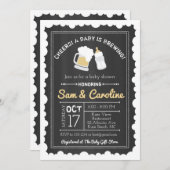 黒板のベビーは、赤ちゃんシャワー、気泡を醸造している 招待状 (正面/裏面)