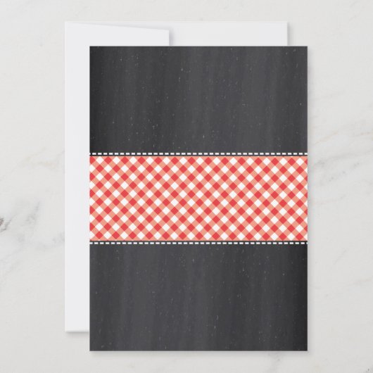 黒板のベビーシャワーのBABYQのギンガムの赤 招待状 (裏面)