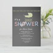 黒板のベビーシャワー招待状 招待状 (スタンド正面)