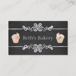 黒板のベーカリーのカップケーキの名刺 名刺