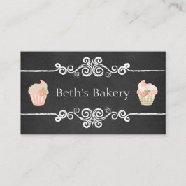 黒板のベーカリーのカップケーキの名刺 名刺