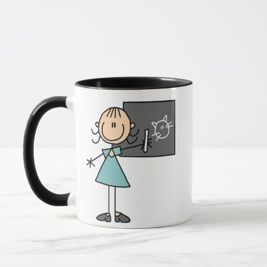 黒板のマグの棒の姿の女の子 マグカップ (左)