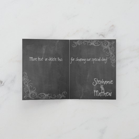 黒板のメイソンジャーガーデンウェディング サンキュ―カード サンキューカード (内部)