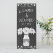 黒板のメイソンジャー 結婚式の受付メニューカード メニュー (スタンド正面)