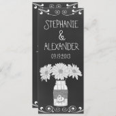 黒板のメイソンジャー 結婚式の受付メニューカード メニュー (正面/裏面)