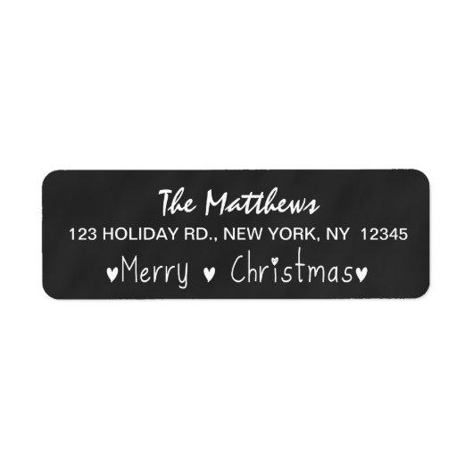 黒板のメリー休日の挨拶 ラベル (正面)