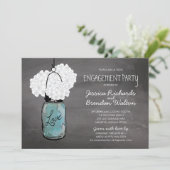 黒板のメーソンジャーのアジサイ|の婚約パーティ 招待状 (スタンド正面)