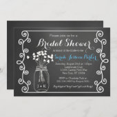 黒板のメーソンジャーのブライダルシャワーの招待状 招待状 (正面/裏面)