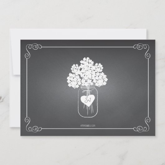 黒板のメーソンジャーの素朴なカップルのウェディングシャワー 招待状 (裏面)
