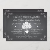黒板のメーソンジャーの素朴なカップルのウェディングシャワー 招待状 (正面/裏面)