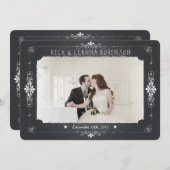 黒板のメーソンジャーの結婚式の写真のサンキューカード サンキューカード (正面/裏面)