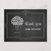 黒板のメーソンジャーの花の結婚は感謝していしています ポストカード (正面)