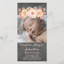 黒板のモモの花はベビーシャワー感謝していしています サンキューカード