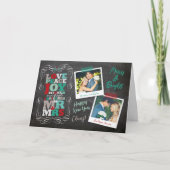 黒板のヤドリギのヴィンテージの第1クリスマスカード シーズンカード (正面)