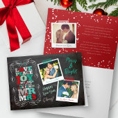 黒板のヤドリギのヴィンテージの第1クリスマスカード シーズンカード