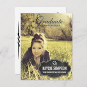 黒板のラベルを持つ完全な写真の卒業生のパーティー 招待状 (正面/裏面)