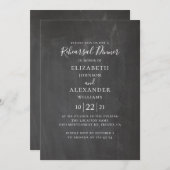 黒板のリハーサルのディナー。灰色モダントレンディー 招待状 (正面/裏面)