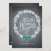 黒板のリースの緑のリボンの休日カード シーズンカード (正面/裏面)