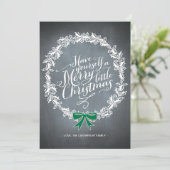 黒板のリースの緑のリボンの休日カード シーズンカード (スタンド正面)