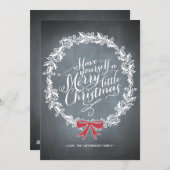 黒板のリースの赤いリボンの休日カード シーズンカード (正面/裏面)