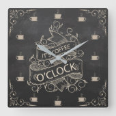 黒板のレトロのコーヒー時計の柱時計 スクエア壁時計 (正面)