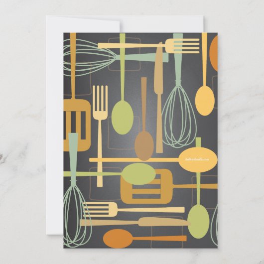 黒板のレトロの在庫台所ブライダルシャワー 招待状 (裏面)