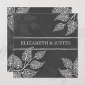 黒板のレースのような葉の結婚式招待状 招待状 (正面/裏面)