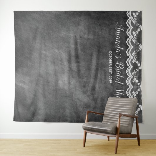 黒板のレースのブライダルシャワーの写真ブースの背景幕 タペストリー (インサイチュ(横))