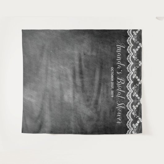 黒板のレースのブライダルシャワーの写真ブースの背景幕 タペストリー (正面(横))