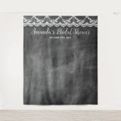 黒板のレースのブライダルシャワーの写真ブースの背景幕 タペストリー (正面)