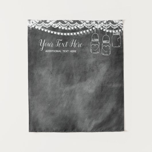黒板のレースの結婚式の写真ブースの背景幕 タペストリー (正面)